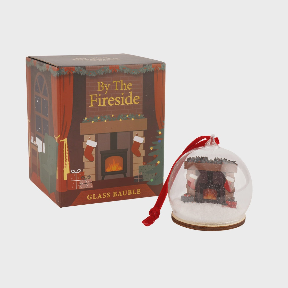 Christmas Tree Decoration: Glass Wokingham Christmas Fireside Bauble - Boxed - CGB Giftware