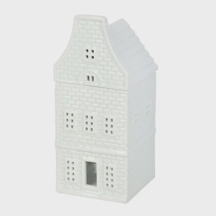 Oil Burner Wax Melter: Ceramic Nordic House - White - Something Different
