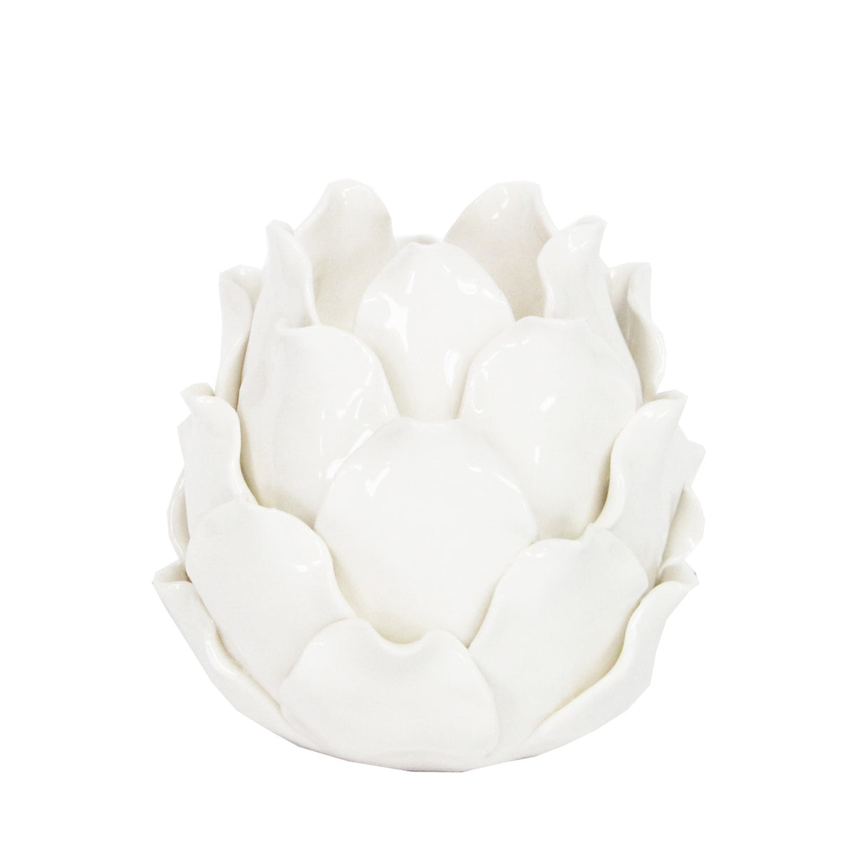 Candle Holder: Ceramic Artichoke T-Light - White
