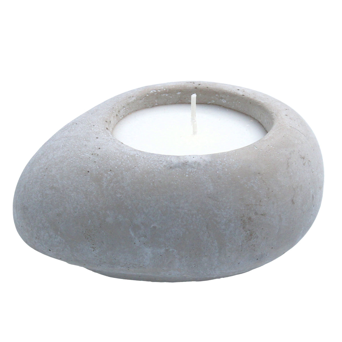 Outdoor Candle: Concrete Citonella Pebble - Grey