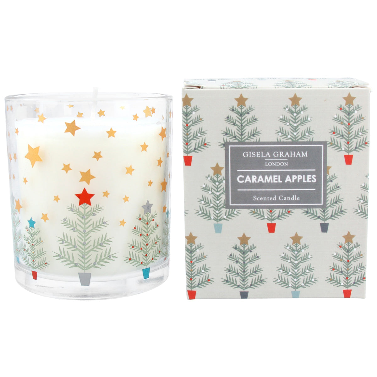 Christmas Candle: Scented Glass Trees Stars Caramel Apples Large - Green - Gisela Graham