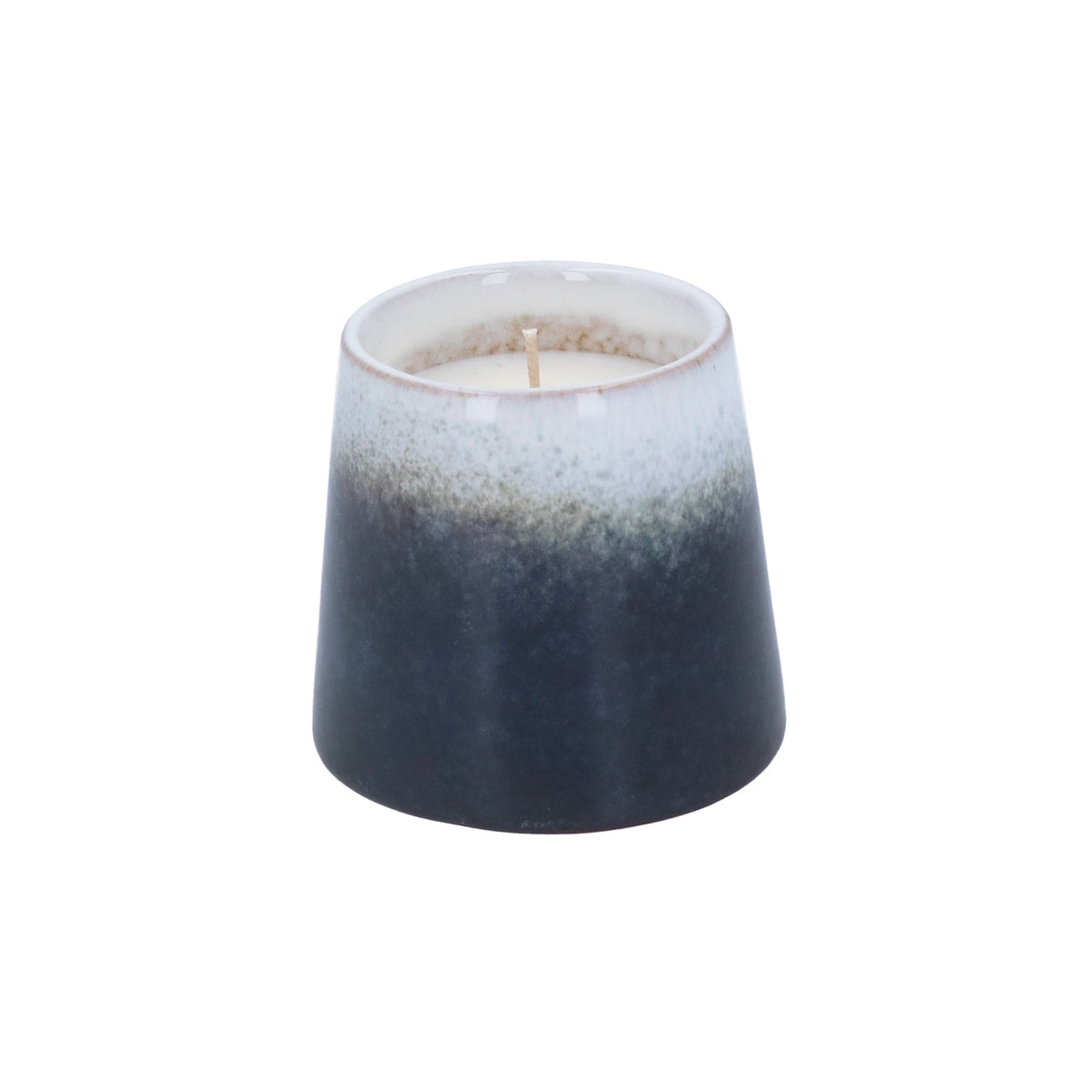 Scented Candle Pot: Stoneware Reactive Glaze Pot - Navy - Gisela Graham