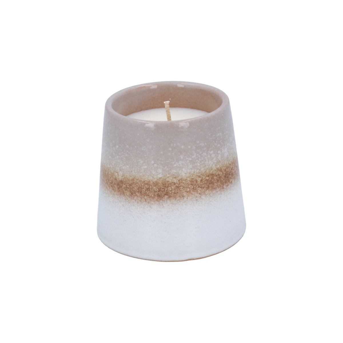 Scented Candle Pot: Stoneware Reactive Glaze Pot - Beige - Gisela Graham