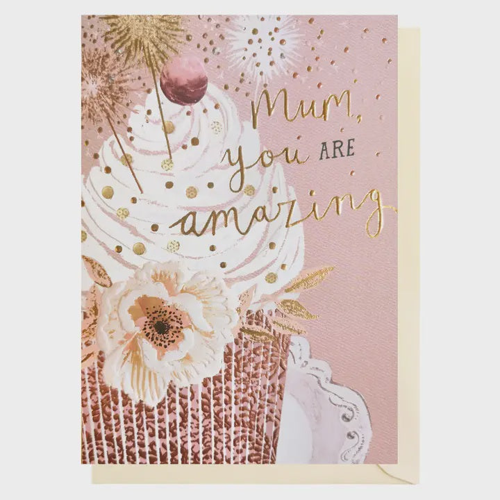 Mothers Day Card:  Mum You Are Amazing Card GOLD FOIL - Louise Tiler