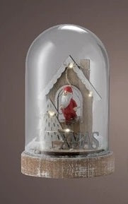 LED Ornament: Glass Cloche Santas Star - Natural