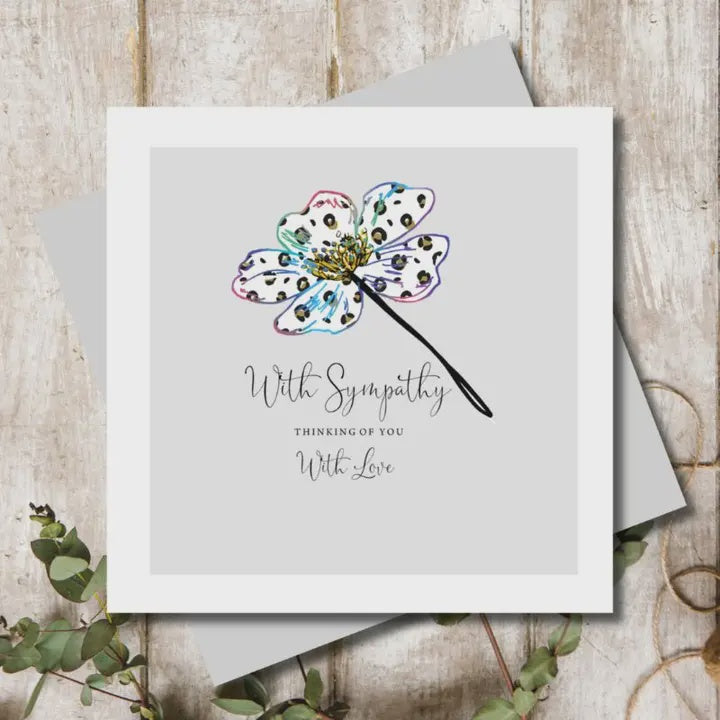 Sympathy Card: Spotty Love Poppy - White - Marina B
