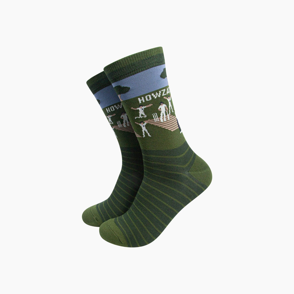Men's Socks:  Bamboo Cricketers Howzat - Green - Sock Talk