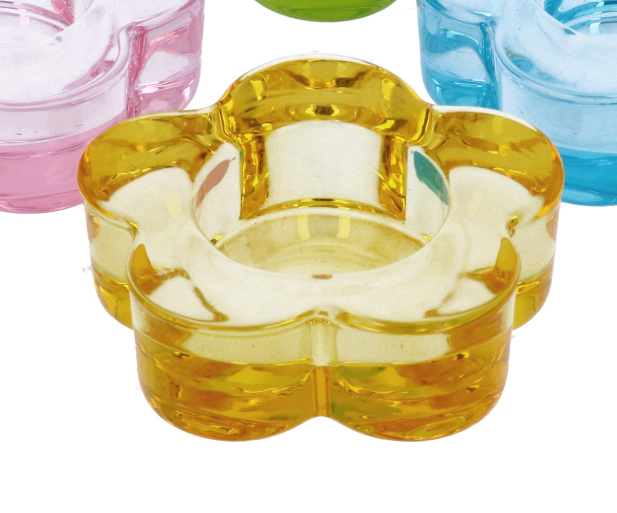 Candle holder: Glass Flower T-Light - Yellow - Gisela Graham