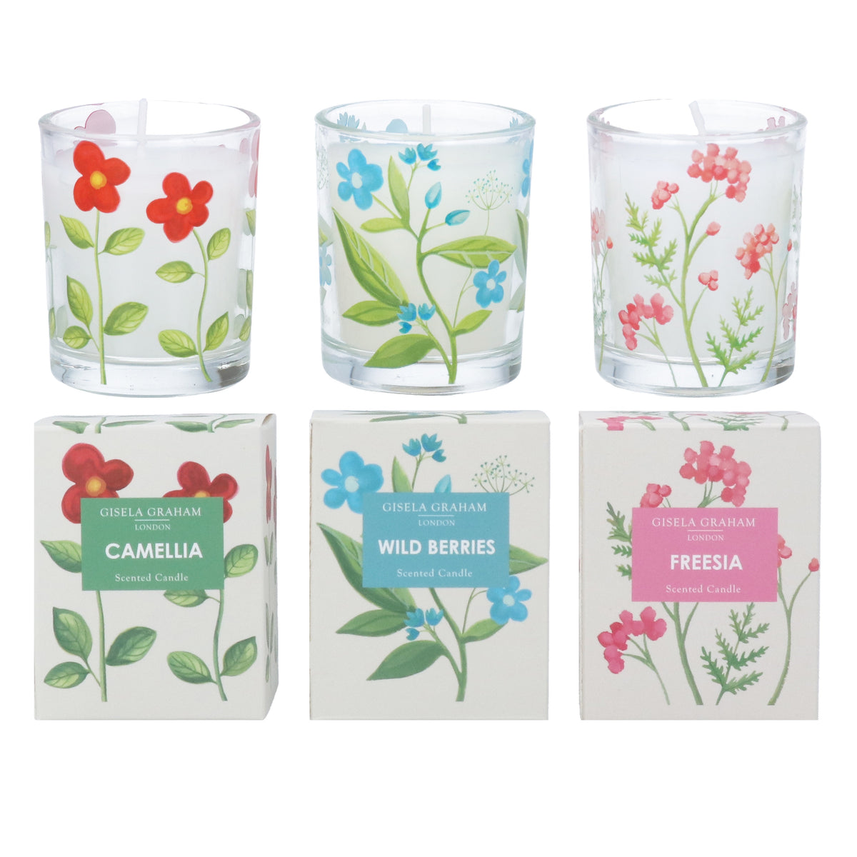Candle: Boxed Scented Floral Candles- Various - Gisela Graham