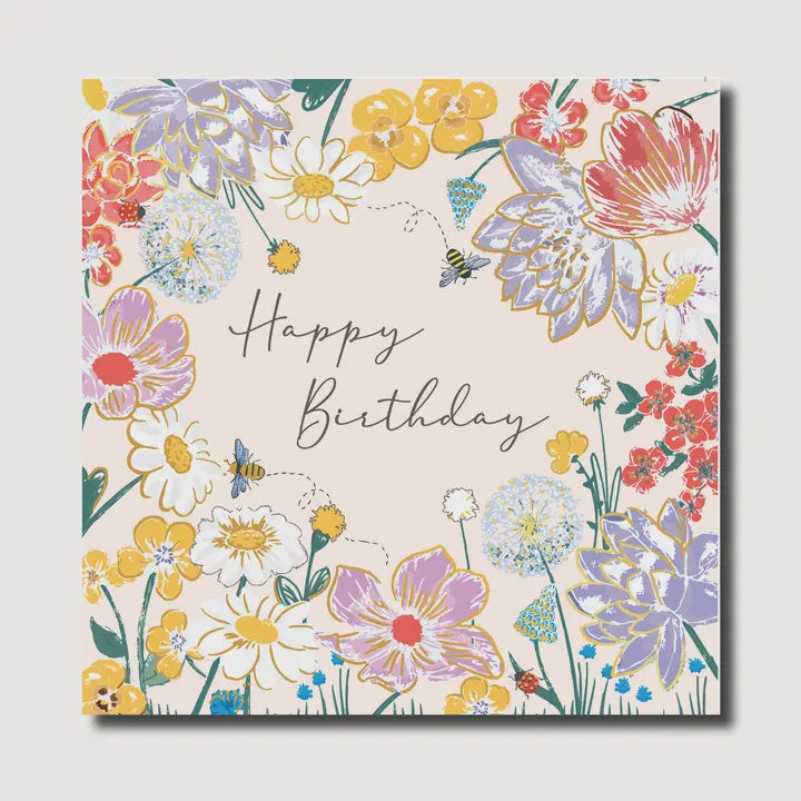 Birthday Card: Happy Birthday Floral - Marina B