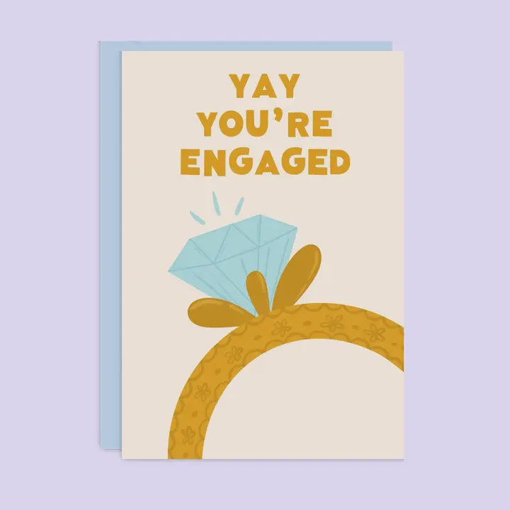 Engagement Card: Yay You're Engaged - Tikkled Pink