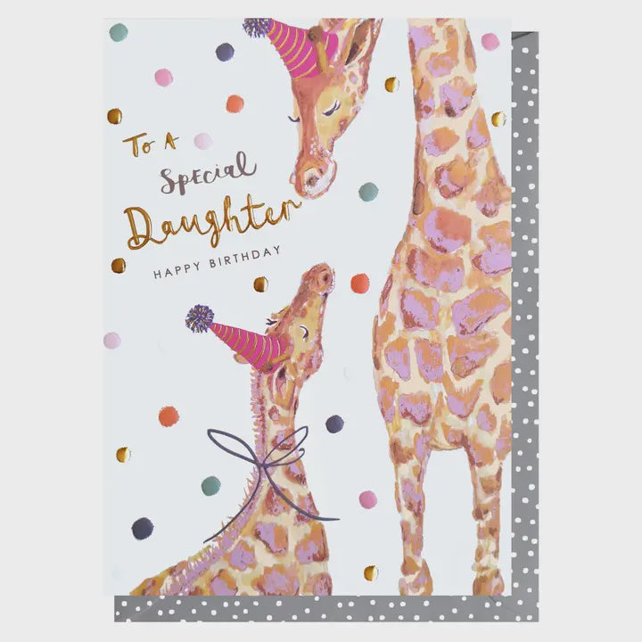 Daughter Card:  Daughter Giraffe Card GOLD FOIL - Louise Tiler