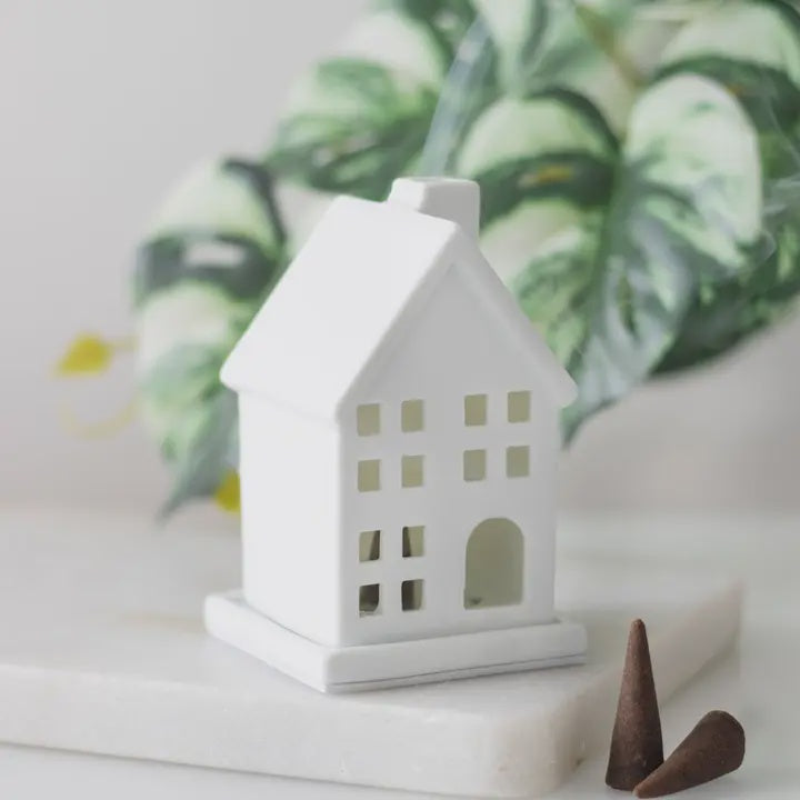 Incense Cone Holder - White House - Ceramic -  Something different