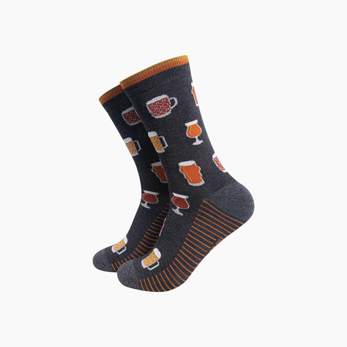 Men's Socks:  Bamboo  Pints of Beer -  Dark Grey Marl - Sock Talk