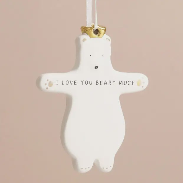 Hanging Decoration: Ceramic I Love You Beary Much - White - Lisa Angel