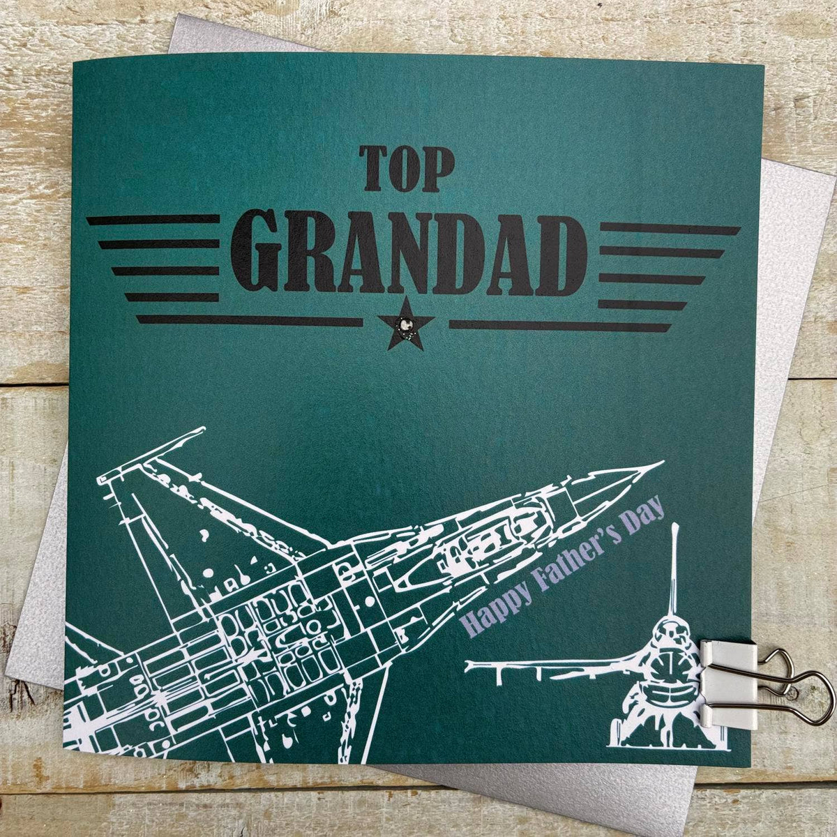 Fathers Day Card: TOP GRANDAD - Hand Finished  - White Cotton