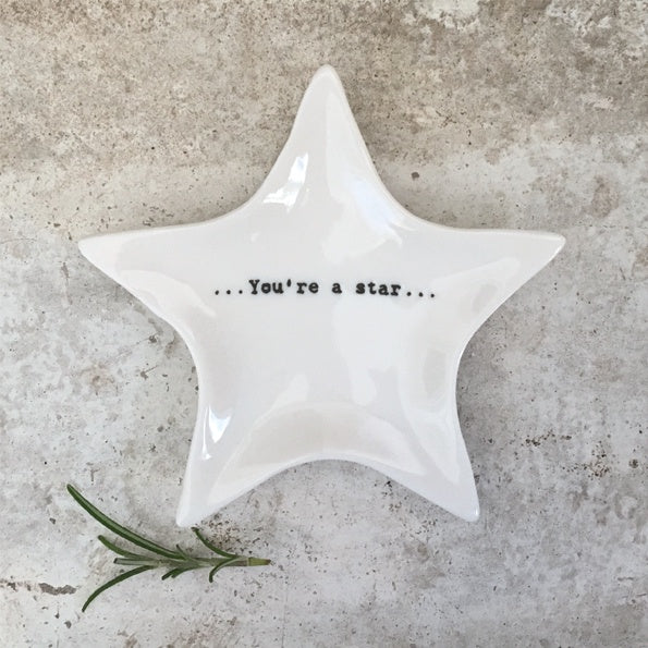 Mini Dish: Porcelain Youre a star - White