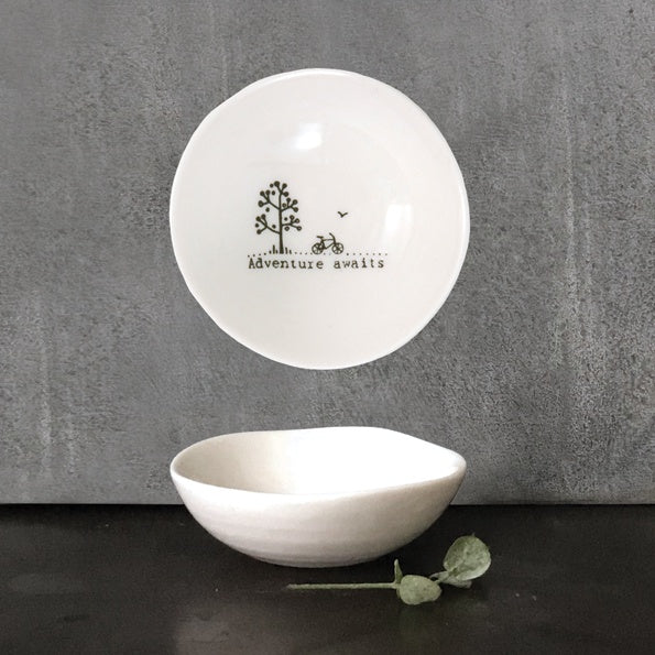 Mini Bowl: Porcelain Small Adventure Awaits - White - East of India