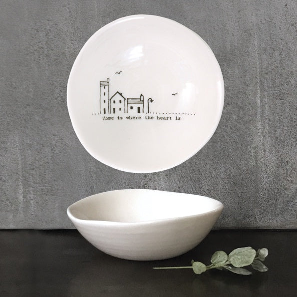 Mini Bowl: Porcelain Medium Home is Where Heart is - White - East of India