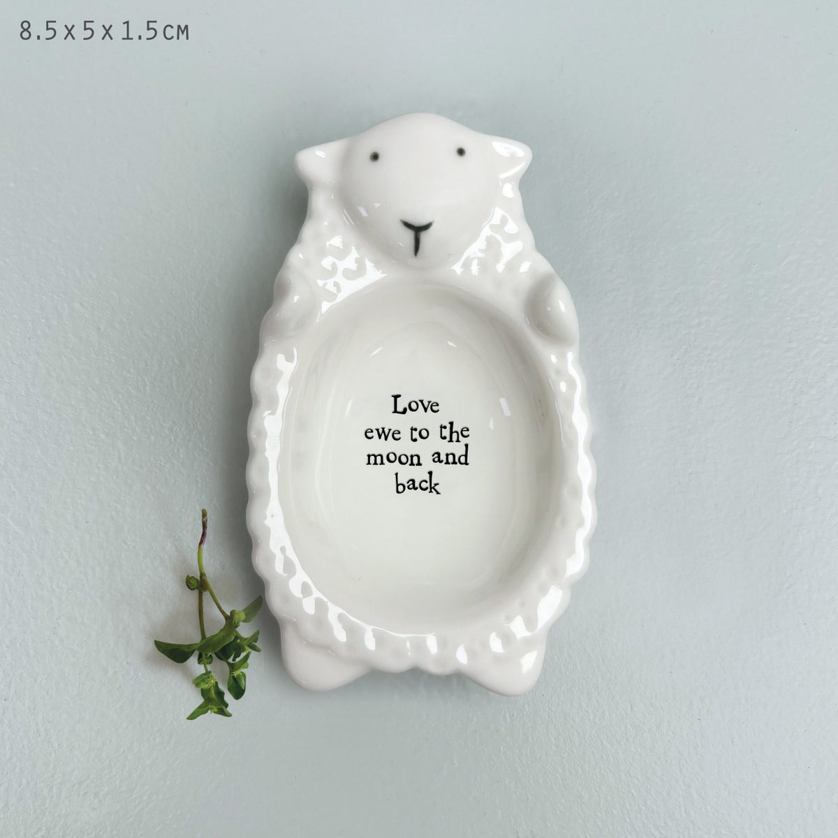 Mini Dish: Porcelain Sheep Love Ewe To The Moon  - White