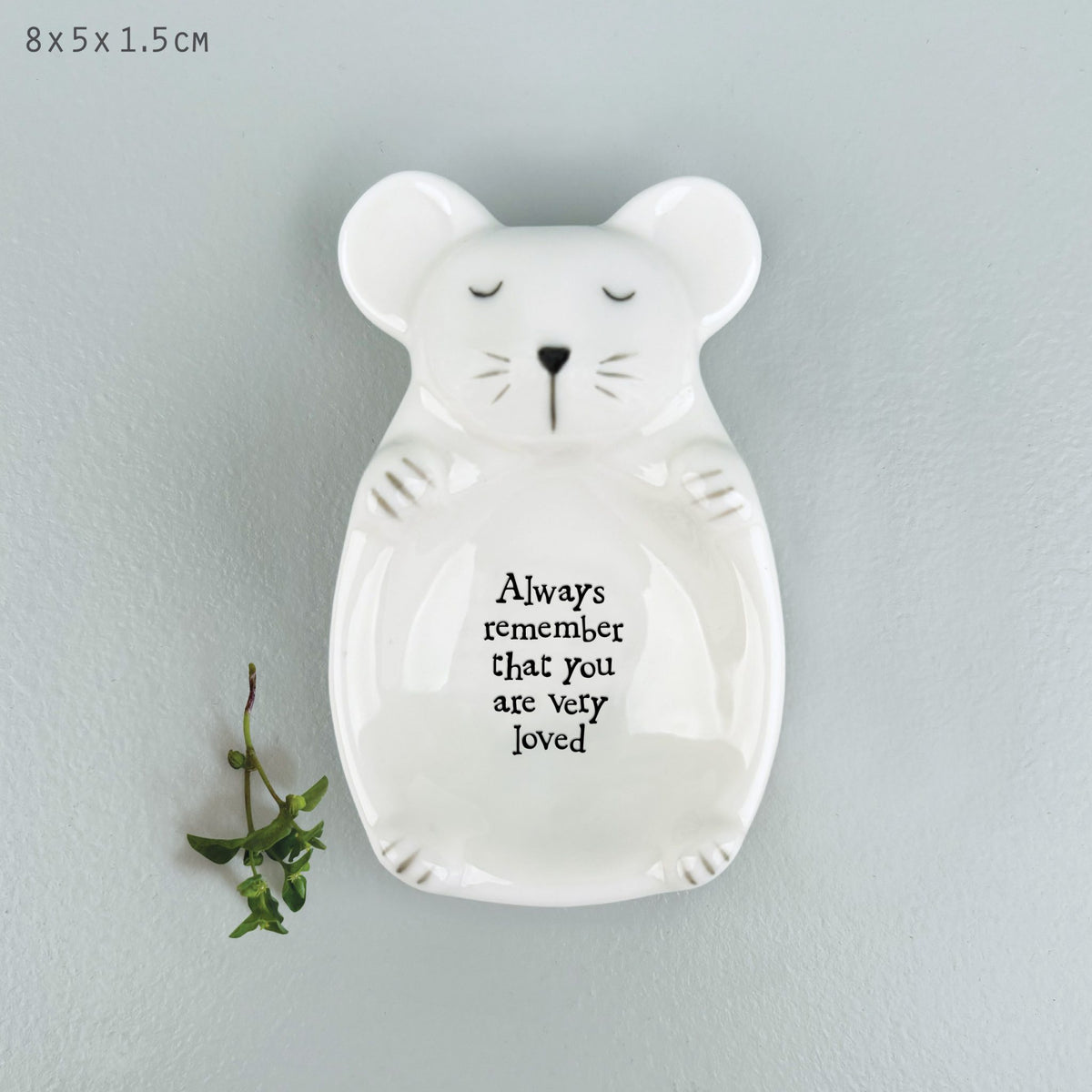 Mini Dish: Porcelain Mouse Remember That You Are Loved  - White