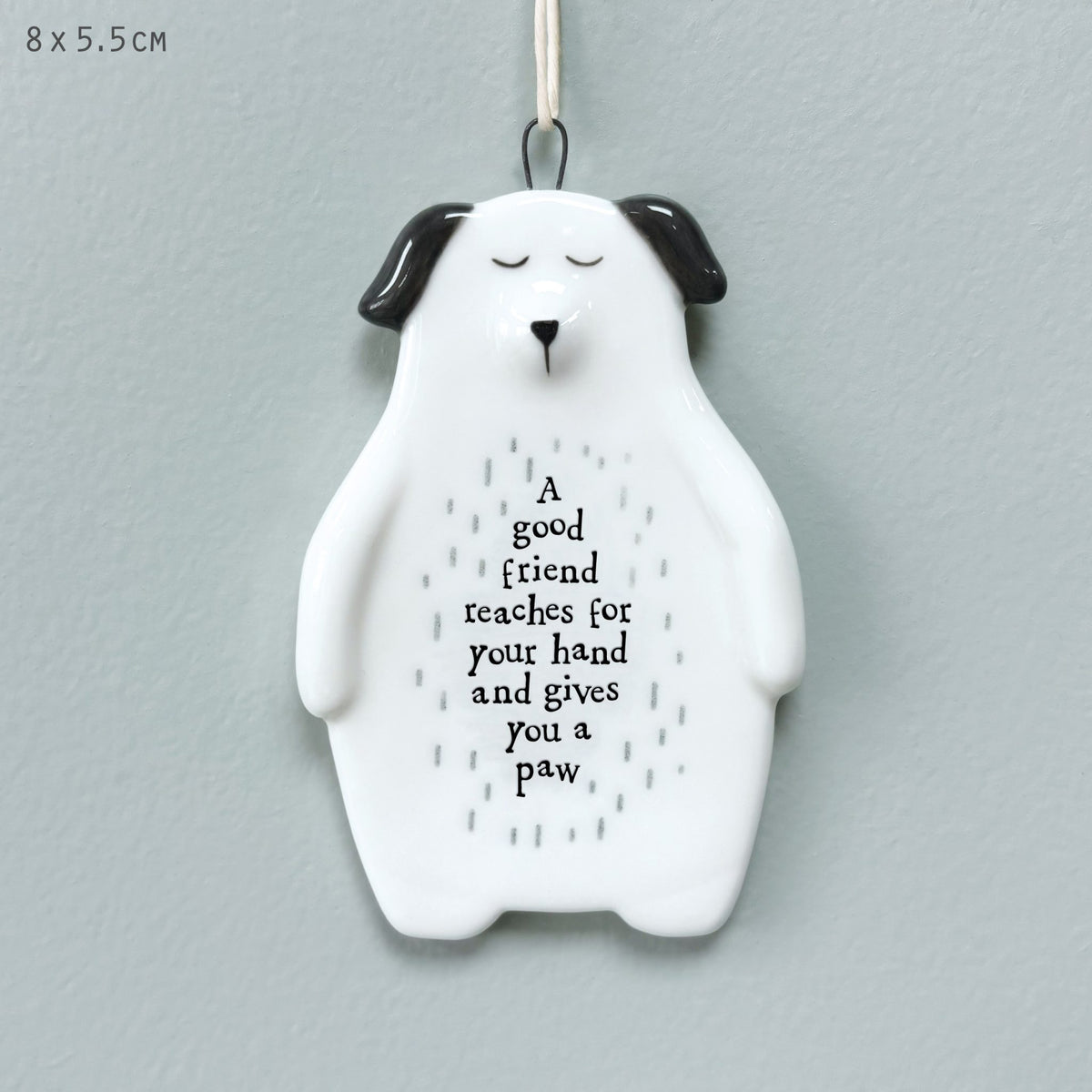 Hanging Dec: Porcelain Dog Good Friend Reaches Your Hand - White - East of India