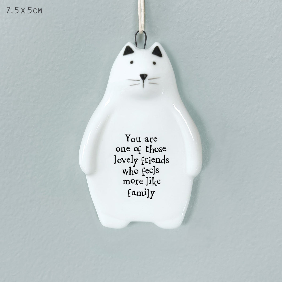 Hanging Dec: Porcelain Cat You Are A Lovely Friend  - White - East of India