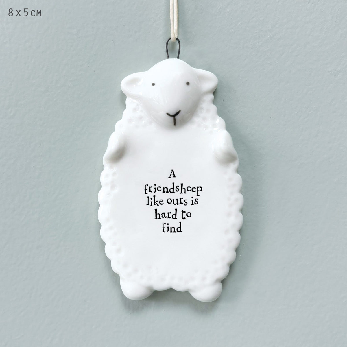 Hanging Dec: Porcelain Sheep Friendship Like Ours - White - East of India