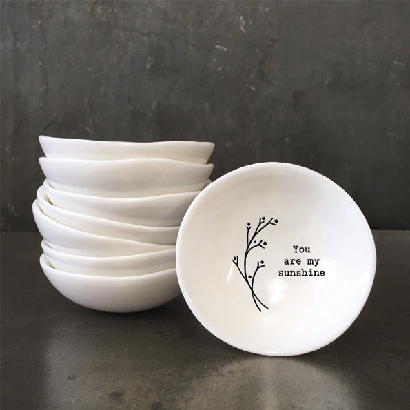 Mini Bowl: Porcelain Small My Sunshine - White - East of India