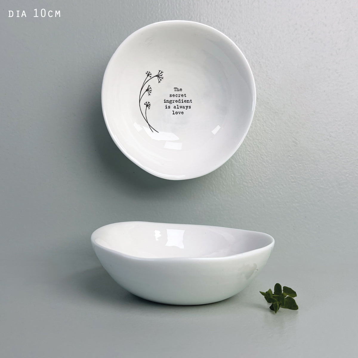 Mini Bowl: Porcelain Secret Ingredient Love Medium - White - East of India