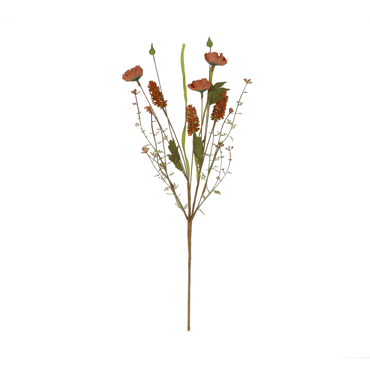 Faux Flower Spray: Wild Rose Rustic - Dark Coral - Gisela Graham