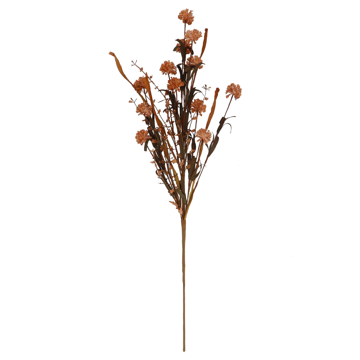Faux Flower Spray: Wild Pom Pom Rustic - Dark Coral - Gisela Graham