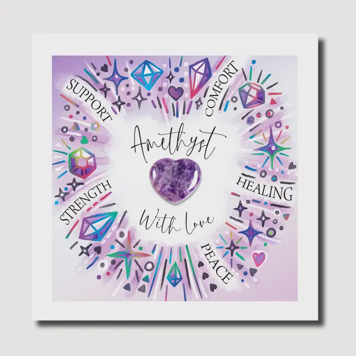 Birthday Card: Love Amethyst Keepsake Gemstone - Purple - Marina B