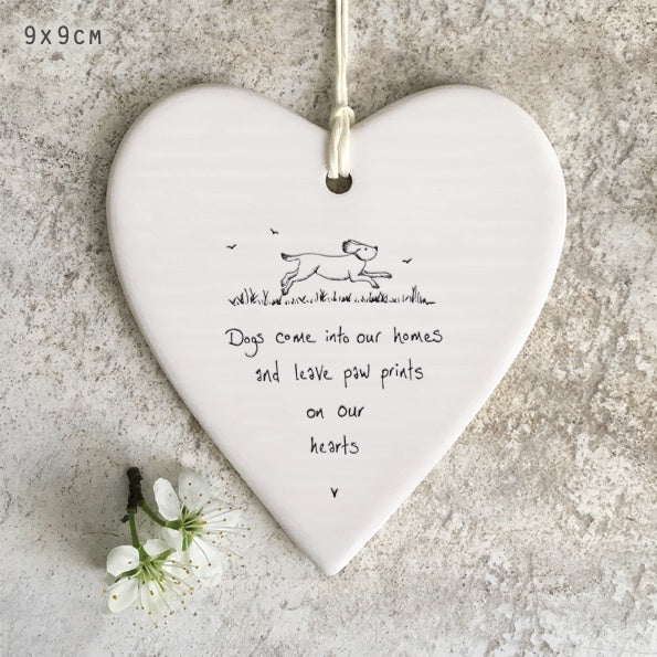 Hanging Dec: Porcelain Heart Dogs come into our home - White - East of India