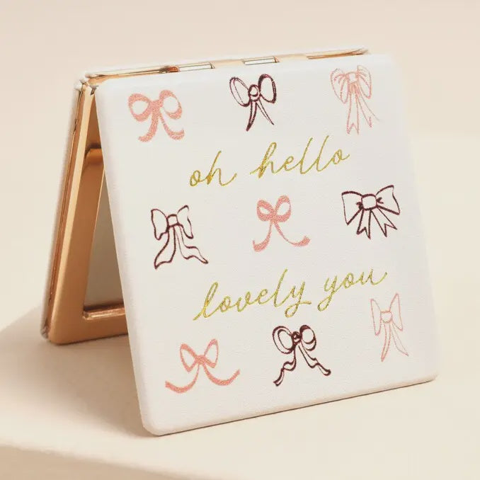Compact Mirror: Bows Oh Hello Lovely You - Cream - Lisa Angel