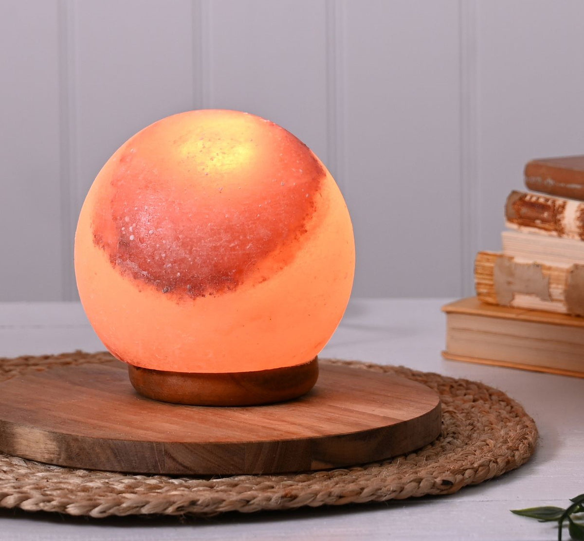 Lamp Rock Salt Himalayan Large Sphere - Orange Pink