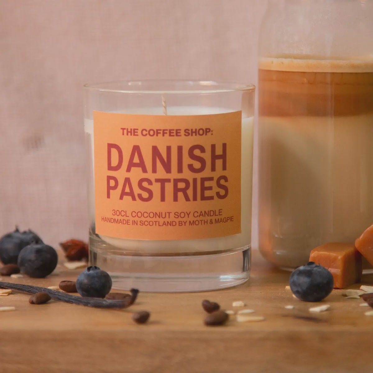 Candle: Scented Glass Jar - Danish Pastries - Moth & Magpie