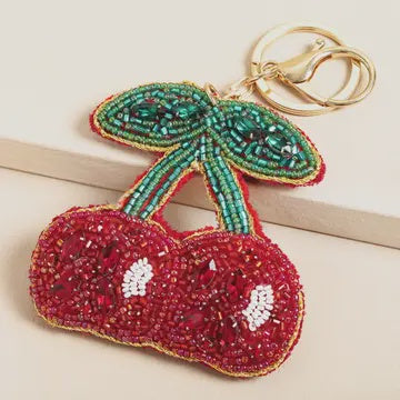 Keyring: Beaded Cherry Bag Charm - Lisa Angel