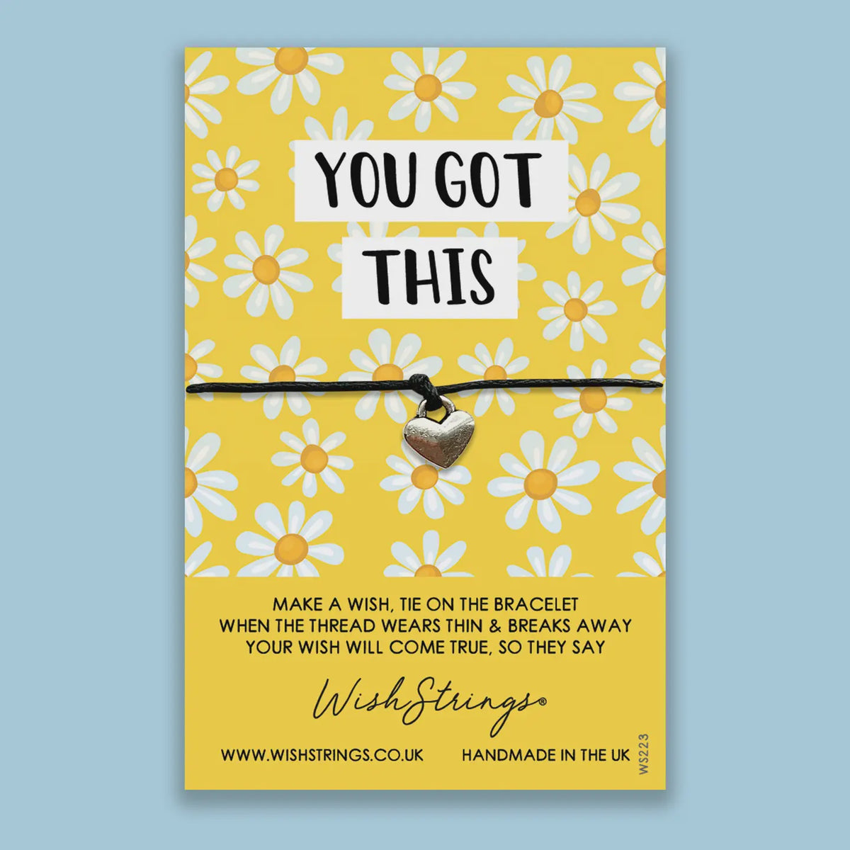 Wish String: Bracelet - You Got This - Silver Heart