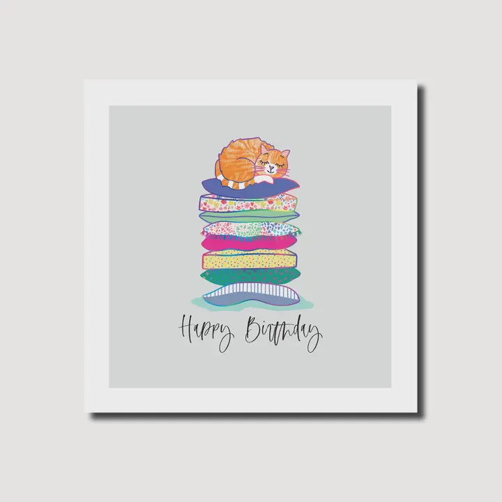 Birthday Card: Cat On Cushions - Marina B
