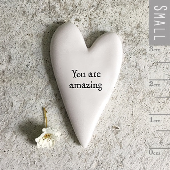Tiny Heart Token: Porcelain Flat You are amazing - White - East of India