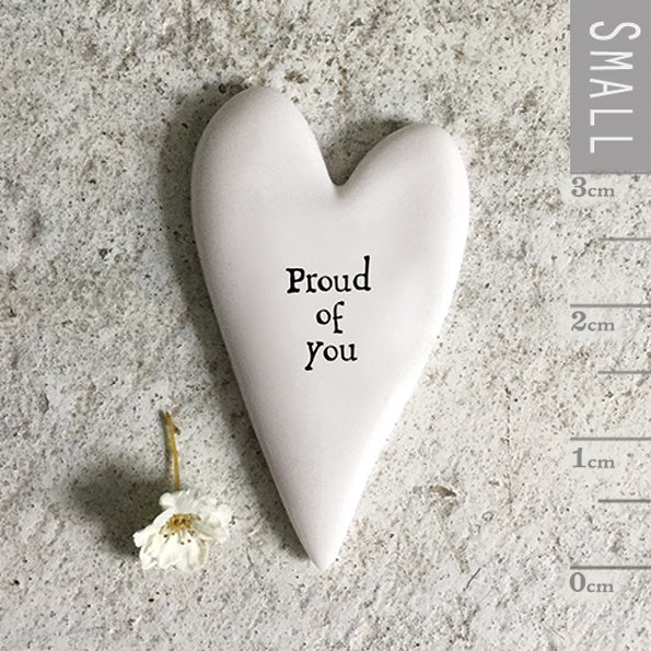 Tiny Heart Token: Porcelain Flat Proud of you - White - East of India