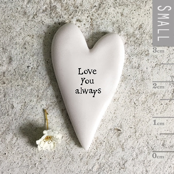 Tiny Heart Token: Porcelain Flat Love you always - White - East of India
