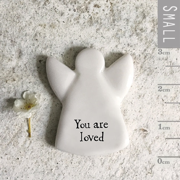 Tiny Angel Token: Porcelain Flat You Are Loved - White - East of India