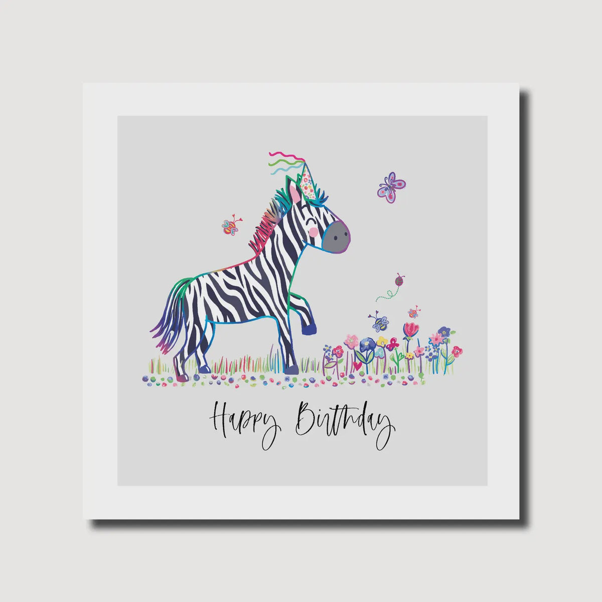 Birthday Card: Zebra With Party Hat - Marina B