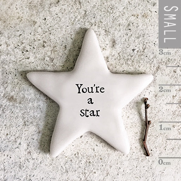 Tiny Star Token: Porcelain Flat You're a star - White - East of India