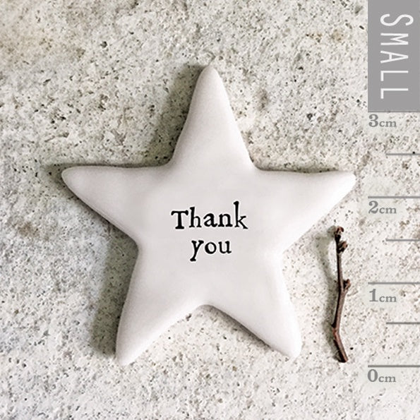 Tiny Star Token: Porcelain Flat Thank you - White - East of India