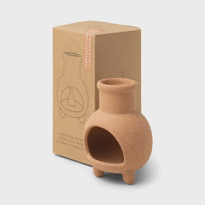 Incence Holder & Cones: Ceramic Chiminea 20 Cones Santo & Sage - Terracotta - Paddywax