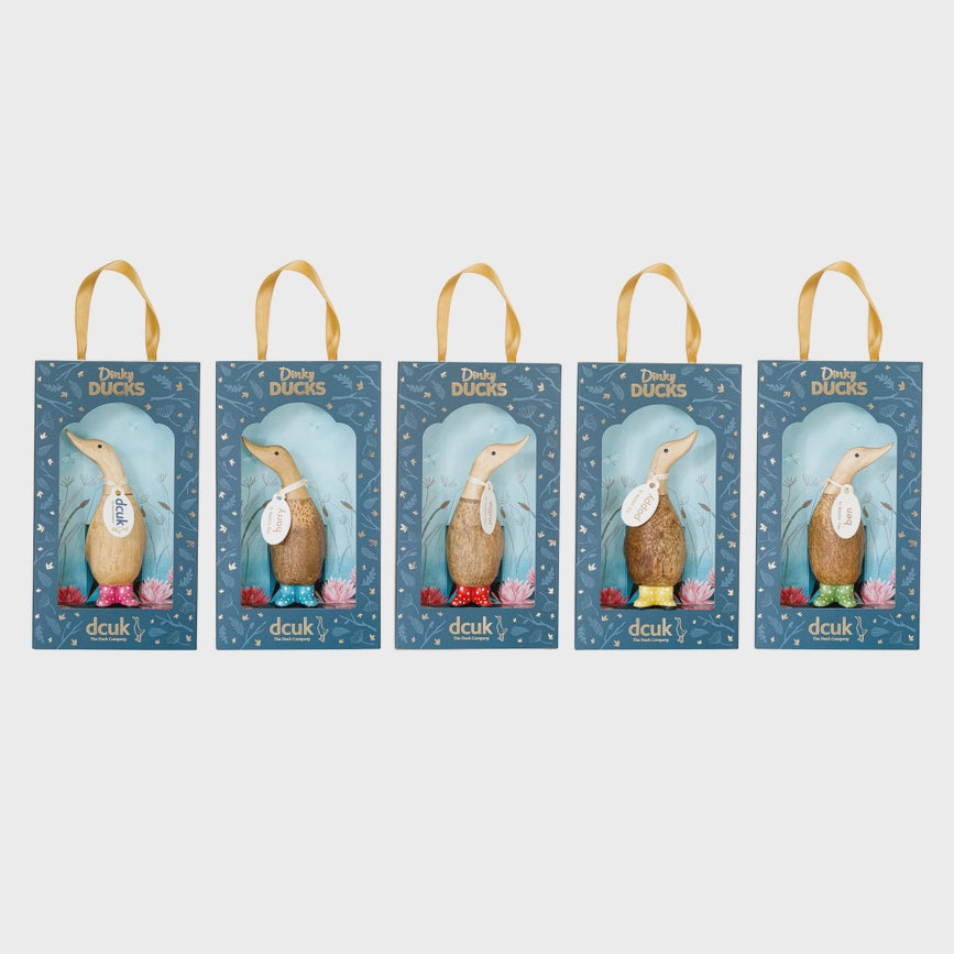 Ornament: Bamboo Carved Duck Spotty Boots Boxed Character - Various - Dcuk