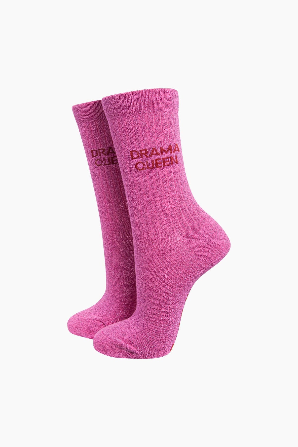 Ladies Socks: Combed Cotton Glitter Drama Queen  - Hot Pink - Sock Talk
